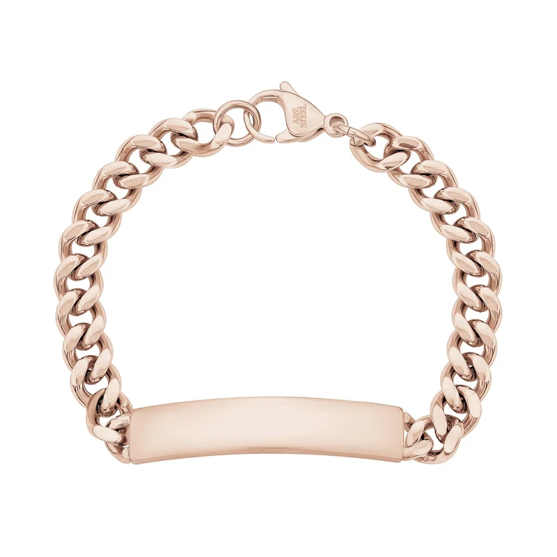 Bracelet d'identification à maillons cubains en or rose 8 mm