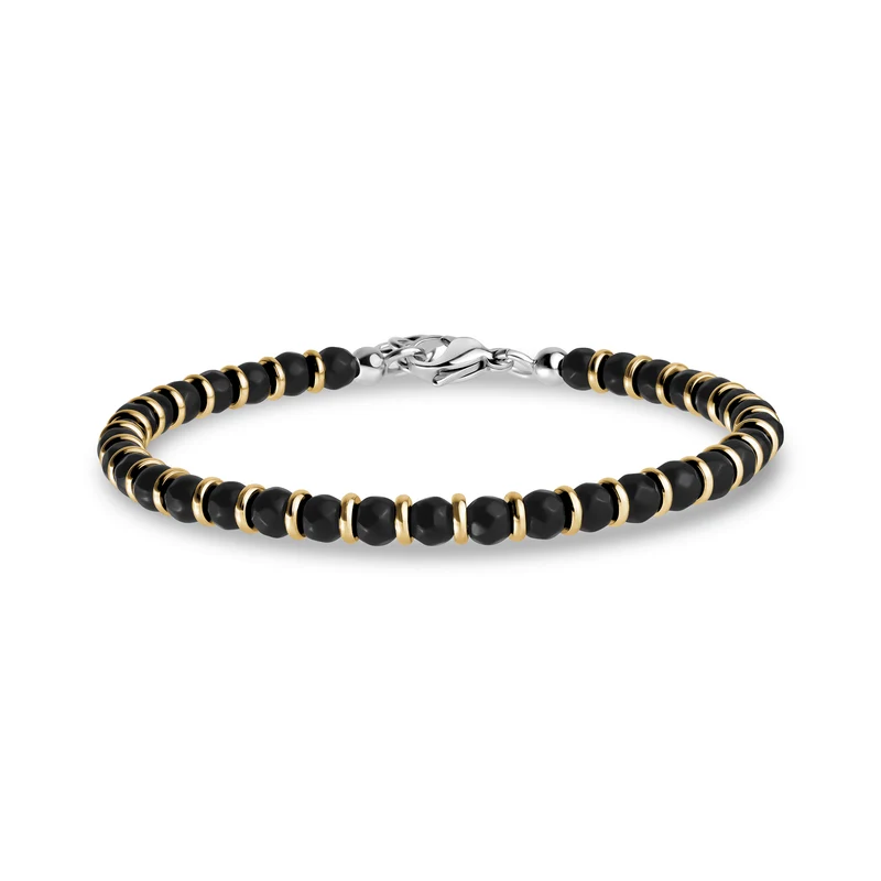 Bracelet en agate noire dorée