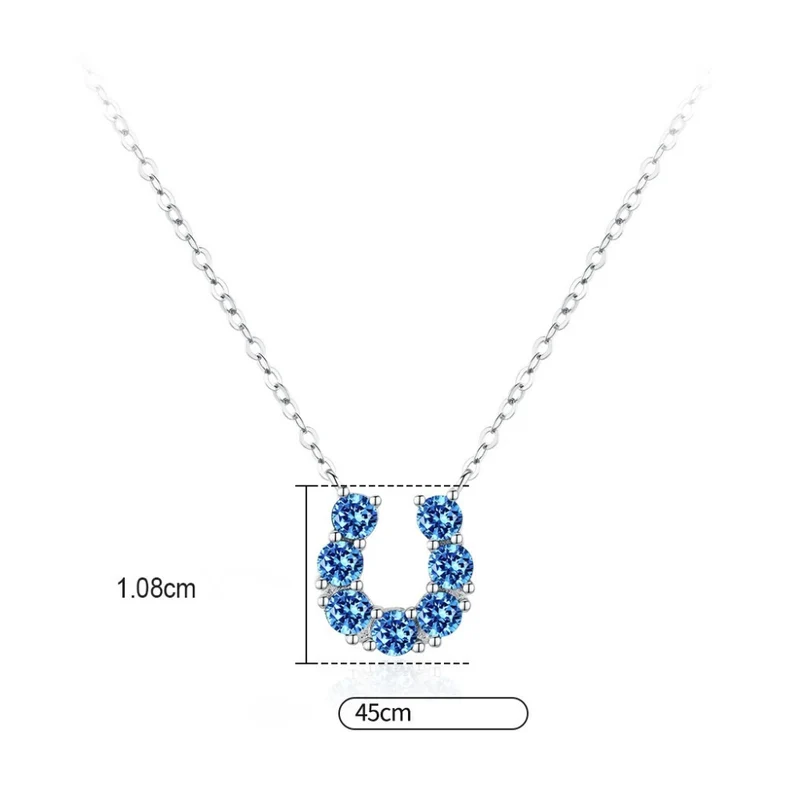 Collier Fer à Cheval Argent Diamants Bleus