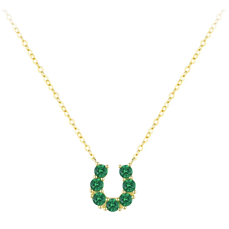 Collier Fer à Cheval Or Diamants Verts