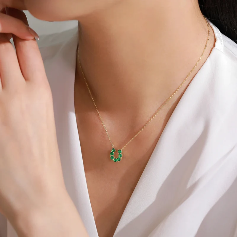 Collier Fer à Cheval Or Diamants Verts