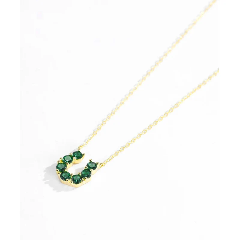 Collier Fer à Cheval Or Diamants Verts
