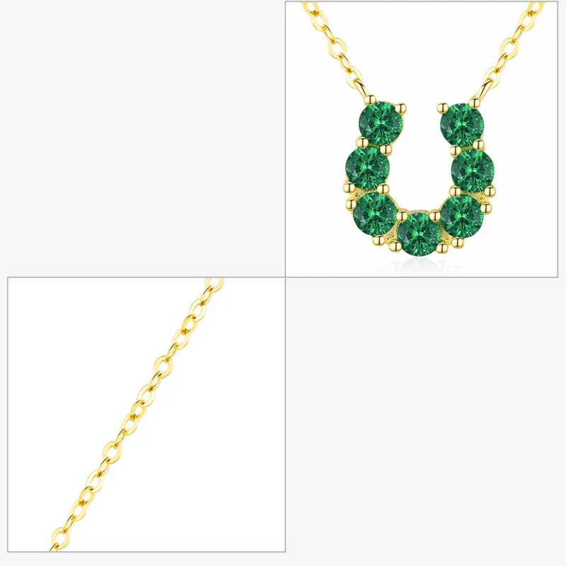 Collier Fer à Cheval Or Diamants Verts