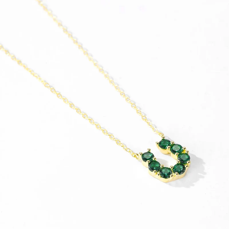 Collier Fer à Cheval Or Diamants Verts