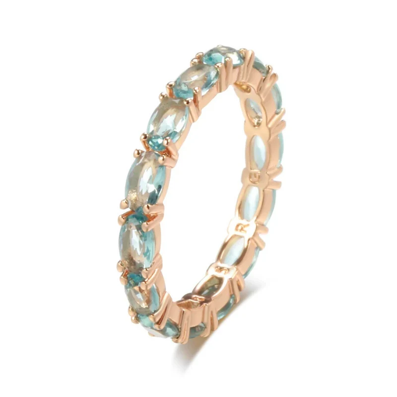 Bague Or Rose Pierres Bleues