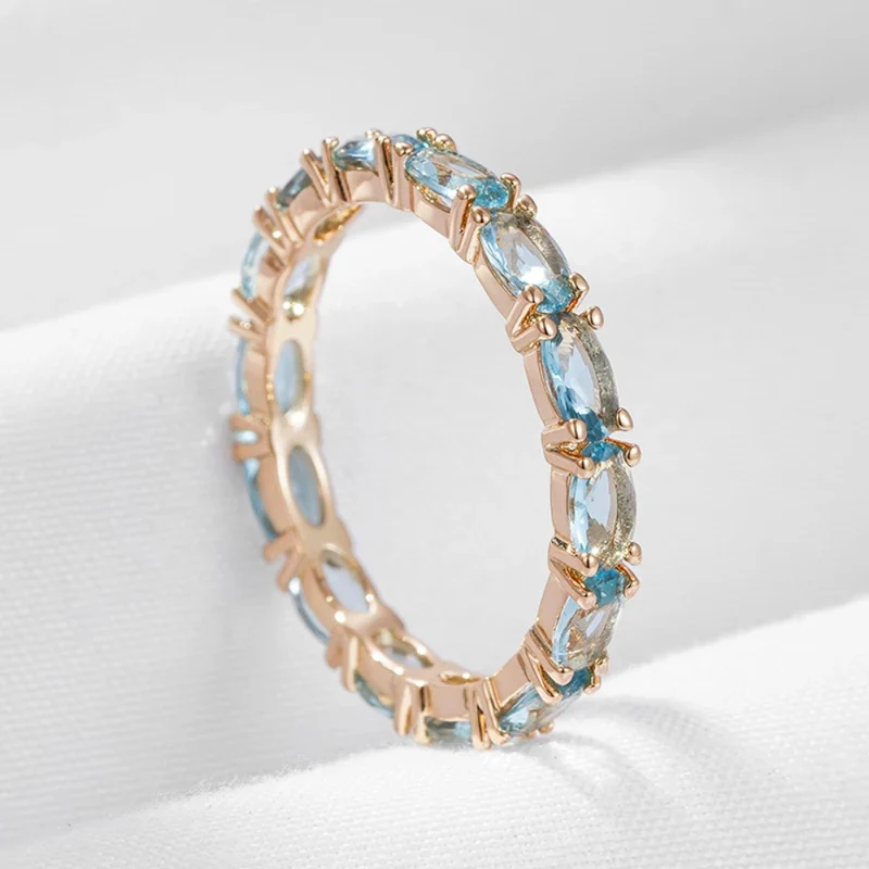 Bague Or Rose Pierres Bleues