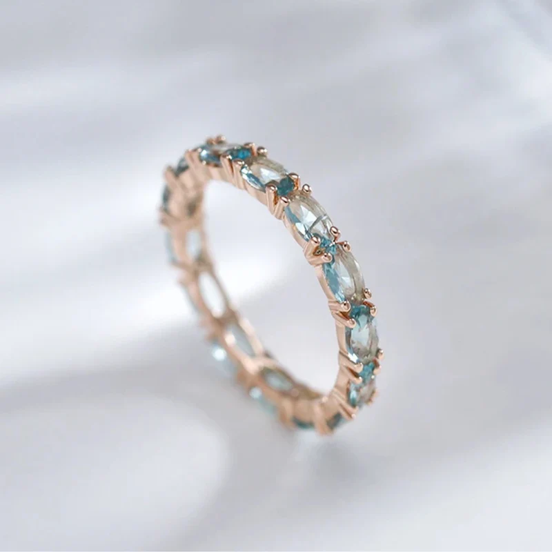 Bague Or Rose Pierres Bleues