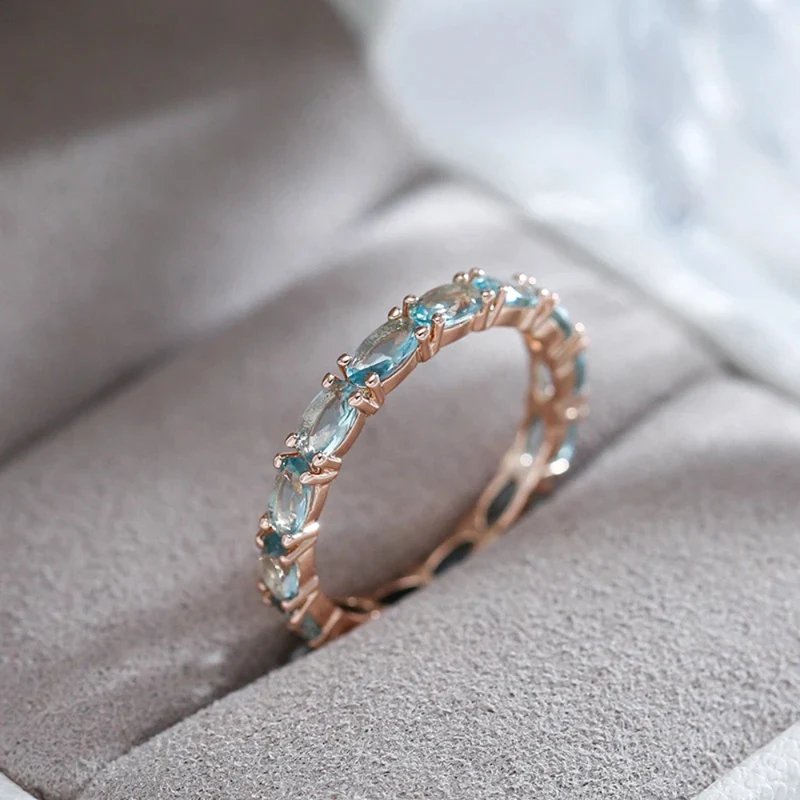 Bague Or Rose Pierres Bleues