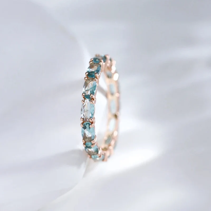 Bague Or Rose Pierres Bleues