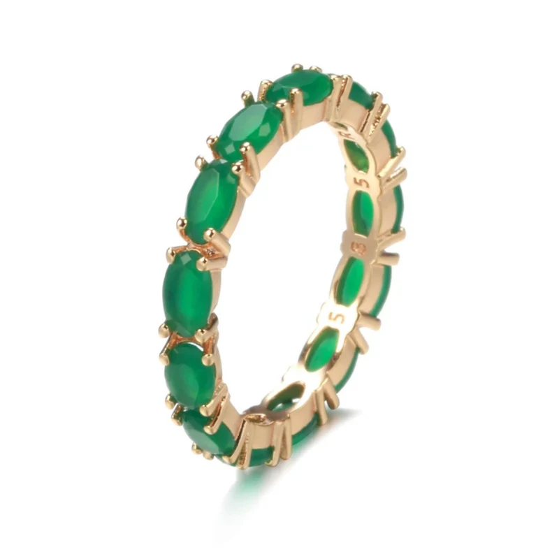 Bague Or Fine Pierres Vertes