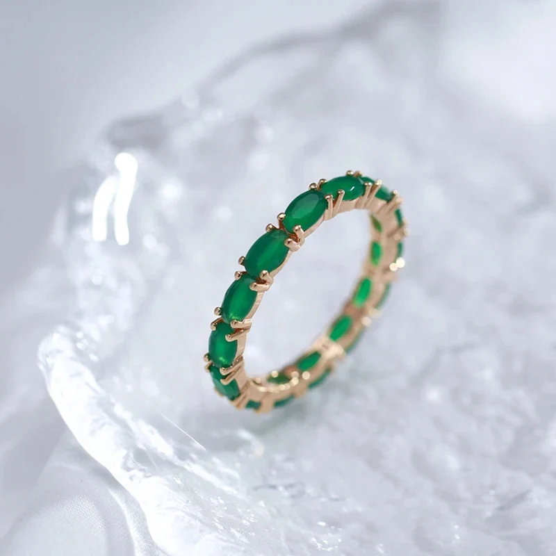 Bague Or Fine Pierres Vertes