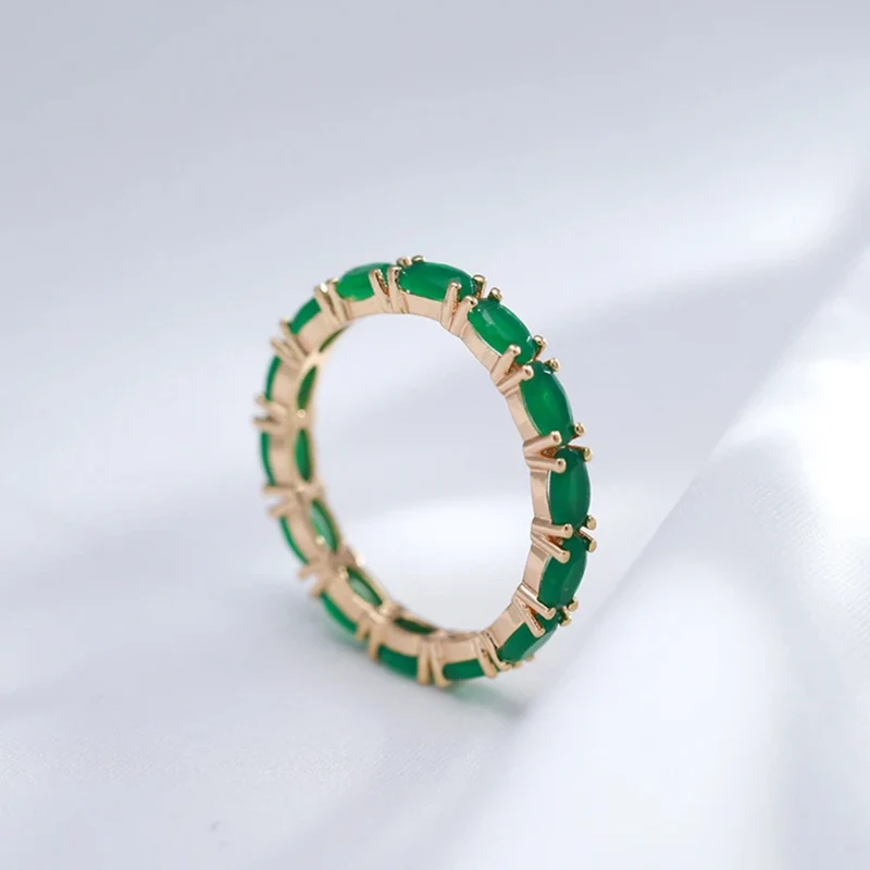 Bague Or Fine Pierres Vertes