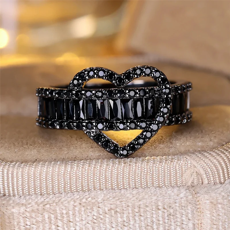 Bague Noire Cœur