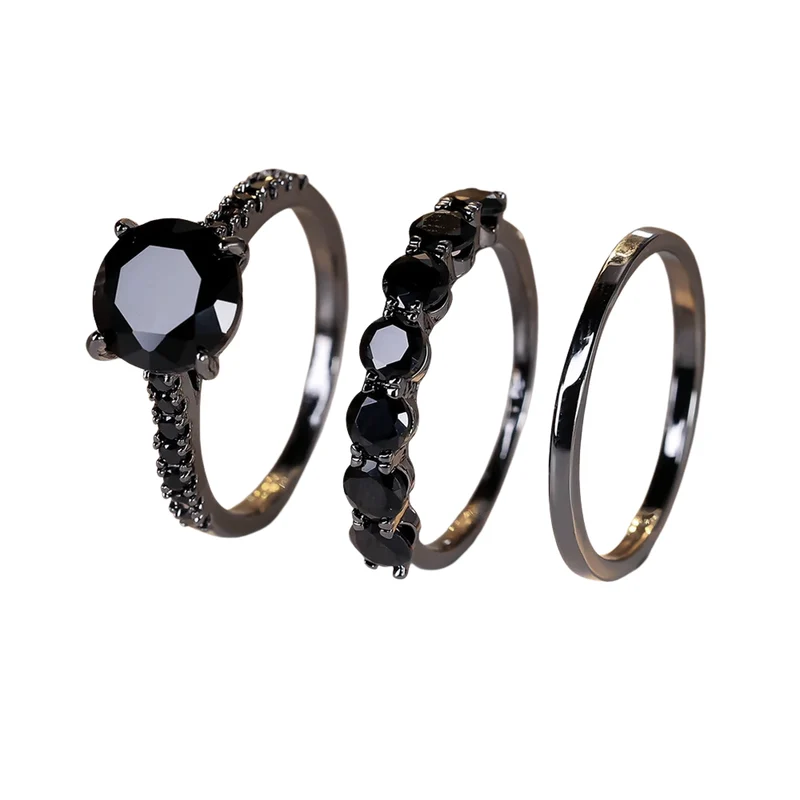 Ensemble 3 Bagues Noires