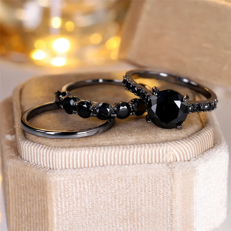 Ensemble 3 Bagues Noires