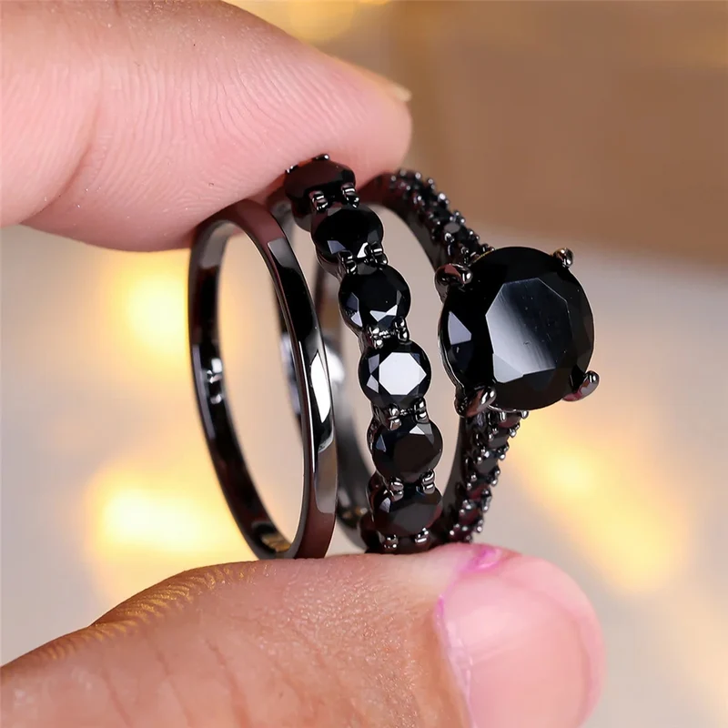 Ensemble 3 Bagues Noires