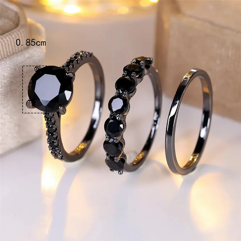 Ensemble 3 Bagues Noires