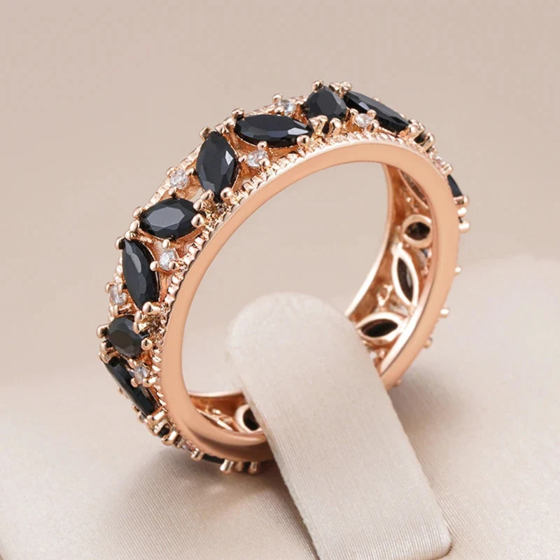 Bague Or Rose Pierres Noires