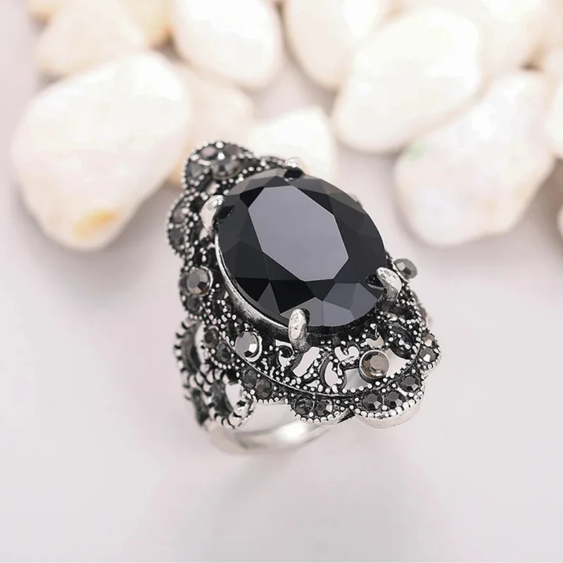 Bague Pierre Noire Ovale Vintage
