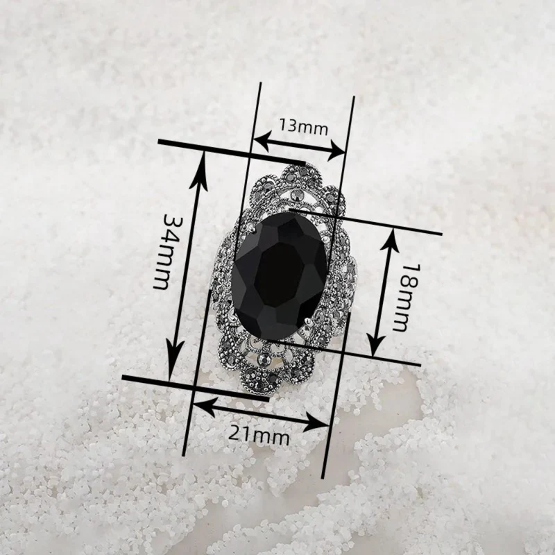 Bague Pierre Noire Ovale Vintage