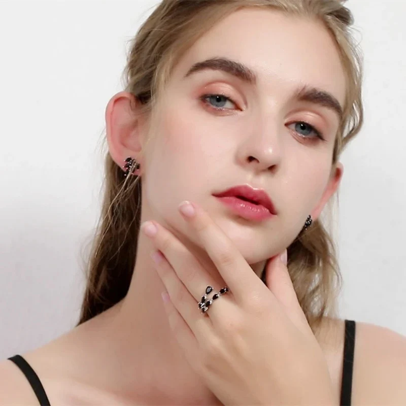Bague Pierres Noires Fines