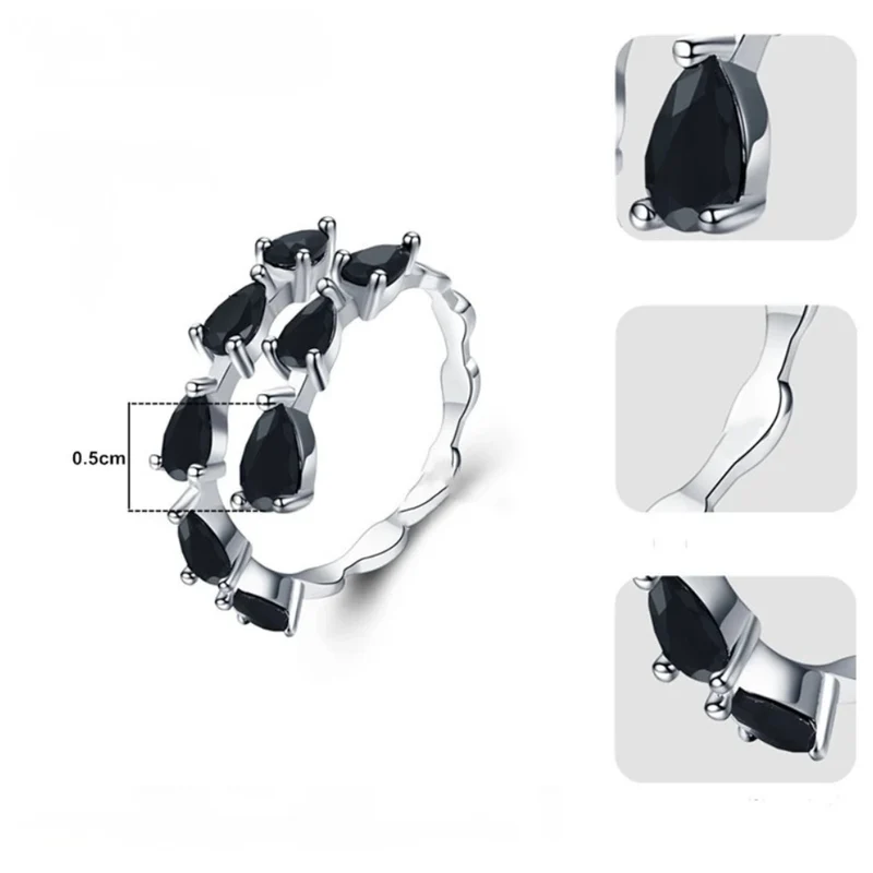 Bague Pierres Noires Fines