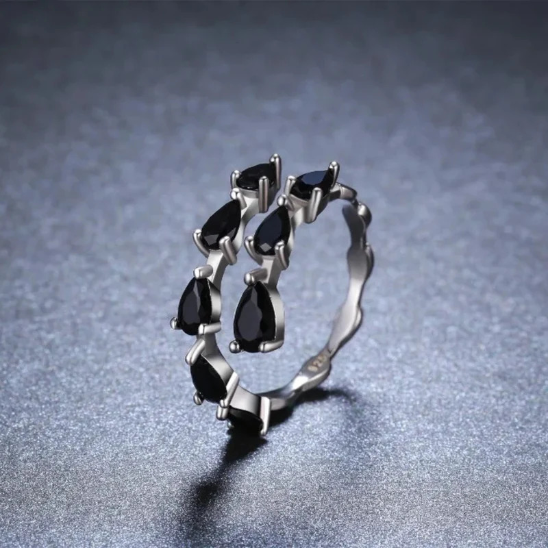Bague Pierres Noires Fines