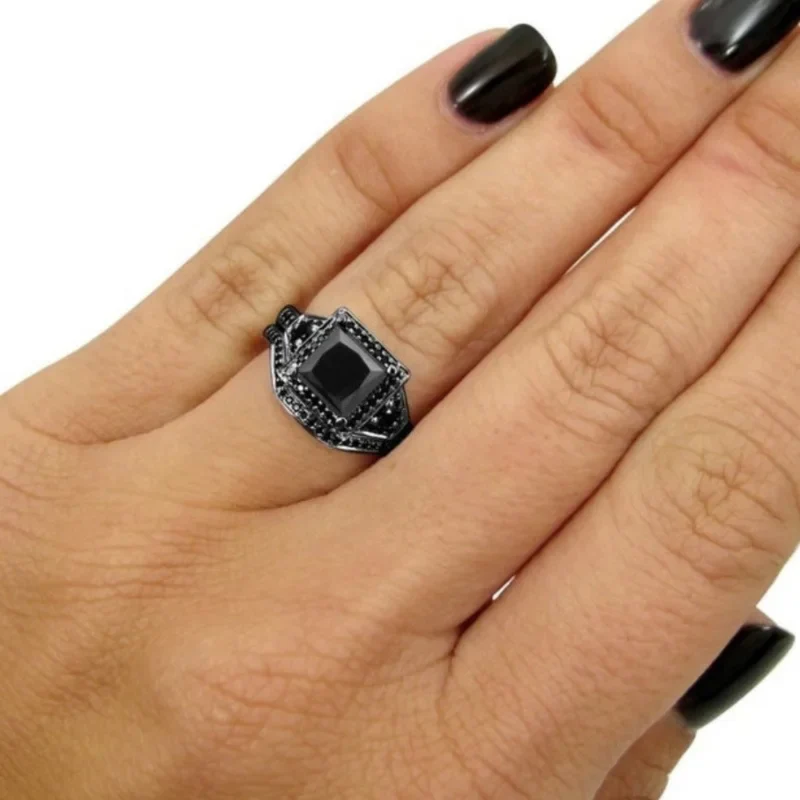 Double Bague Noire Femme
