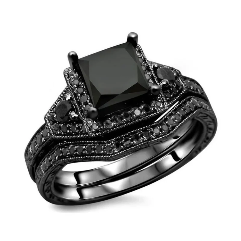 Double Bague Noire Femme