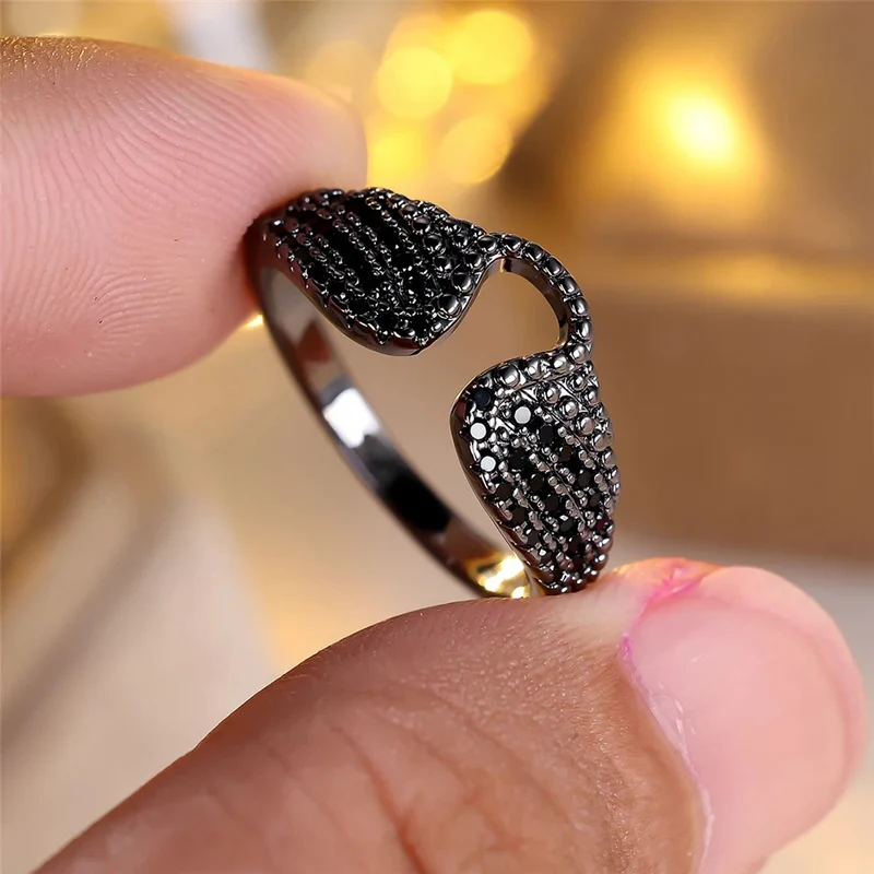 Bague Noire Strass