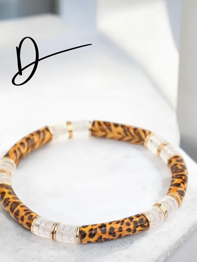 Bracelet élastique motif léopard doré 5 modèles