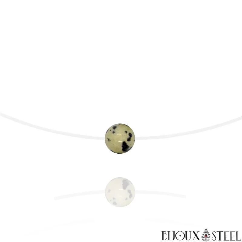 Collier à perle de jaspe dalmatien sur fil de nylon