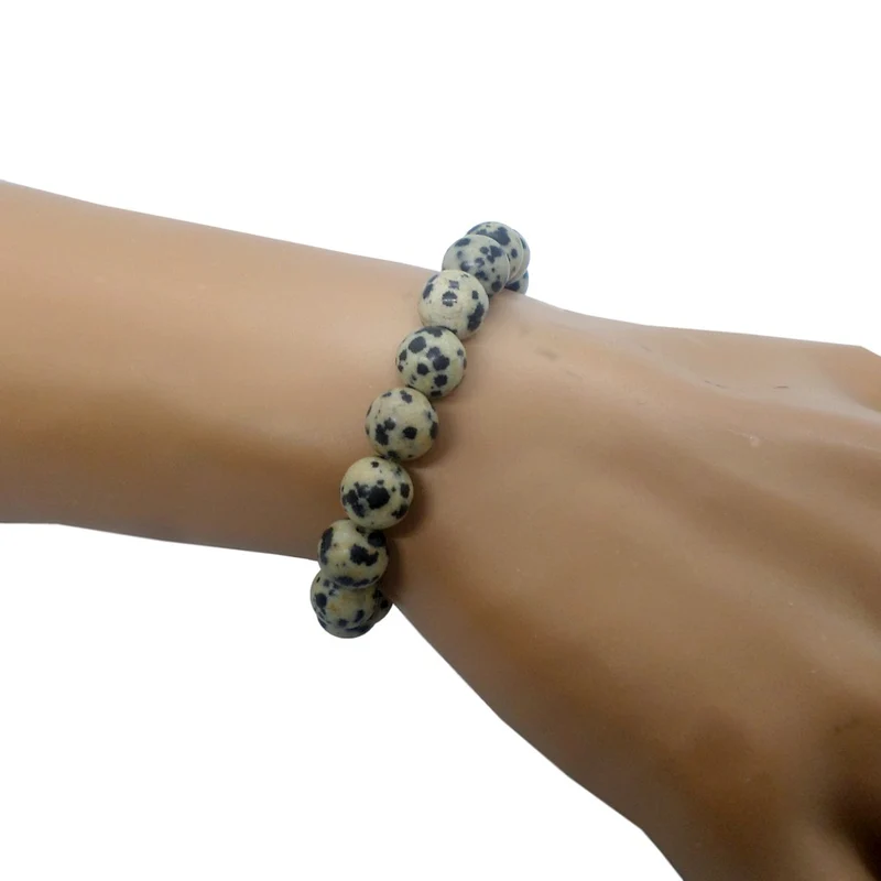 Bracelet en perles de jaspe dalmatien 10mm