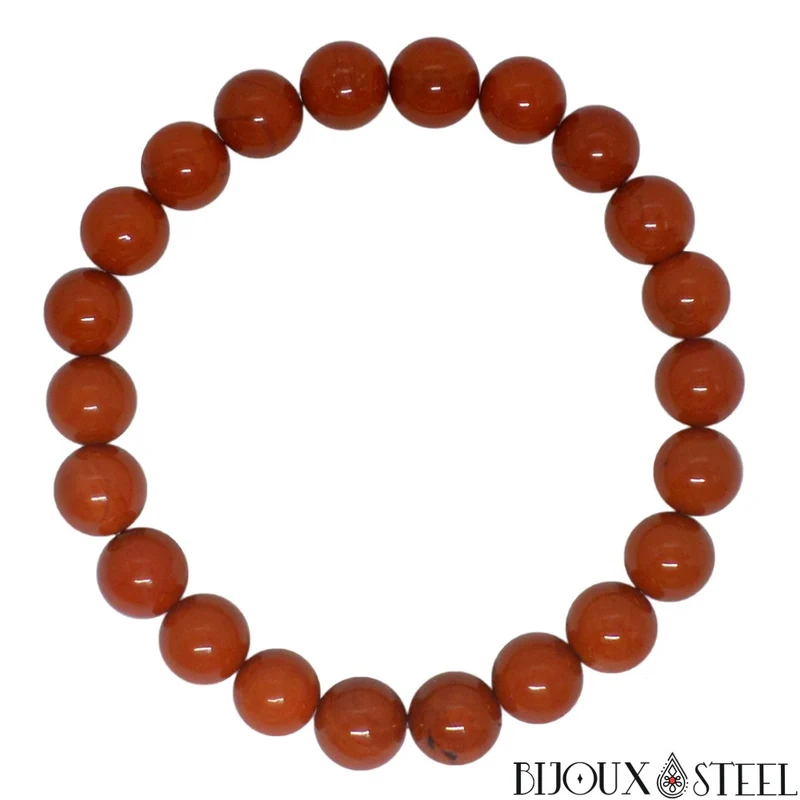 Bracelet en perles de jaspe rouge 8mm