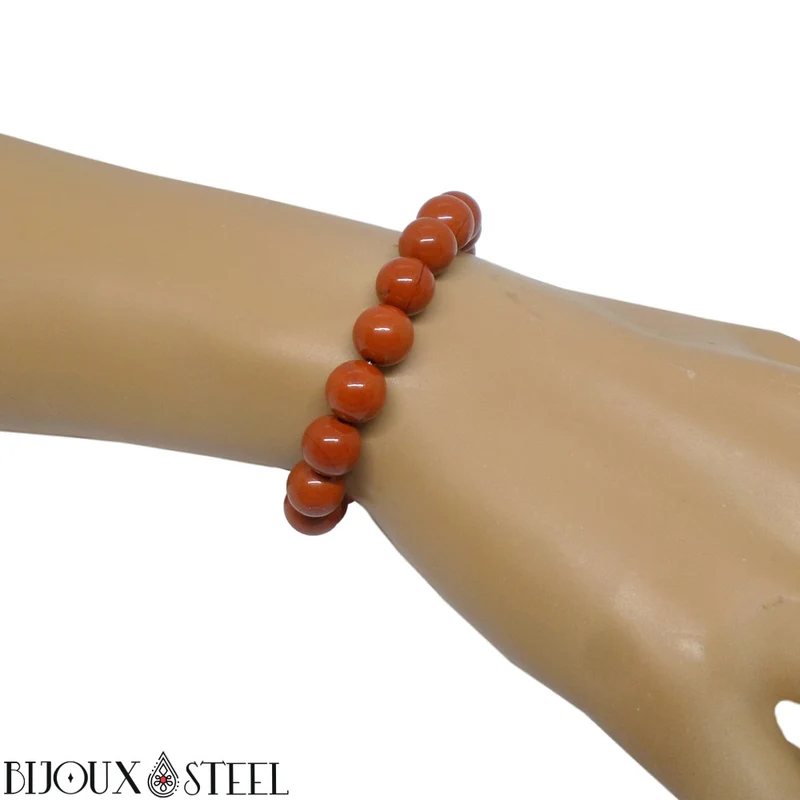Bracelet en perles de jaspe rouge 8mm