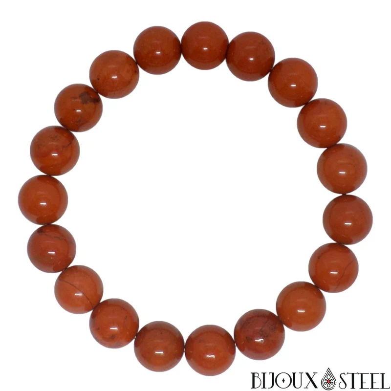 Bracelet en perles de jaspe rouge 10mm