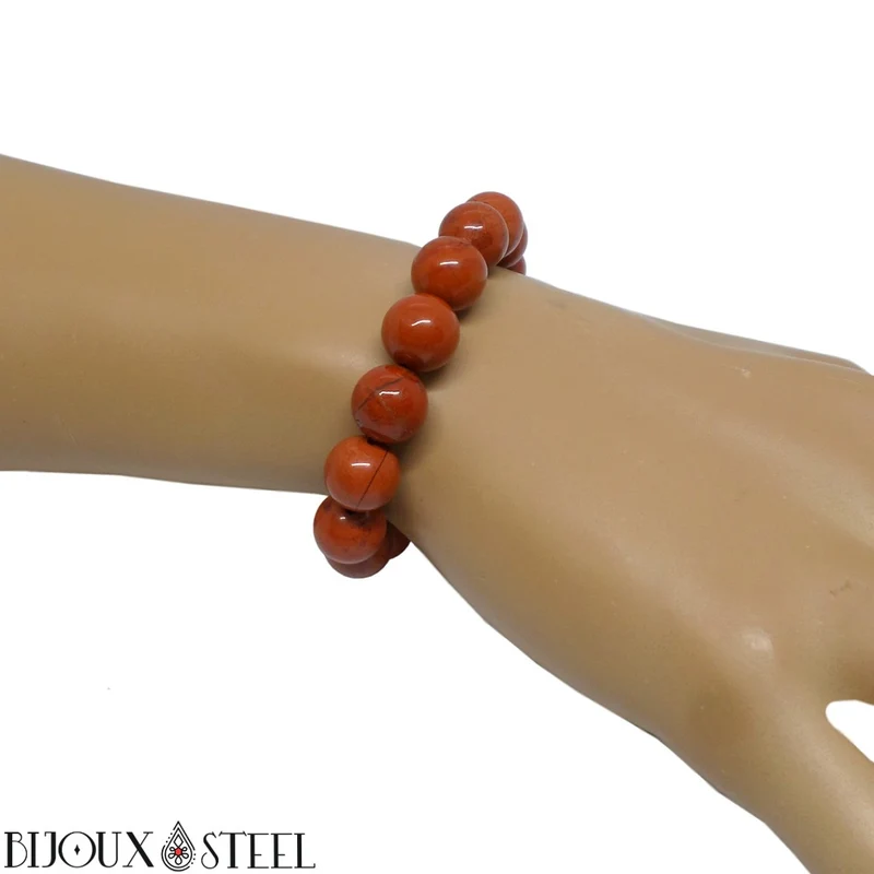 Bracelet en perles de jaspe rouge 10mm