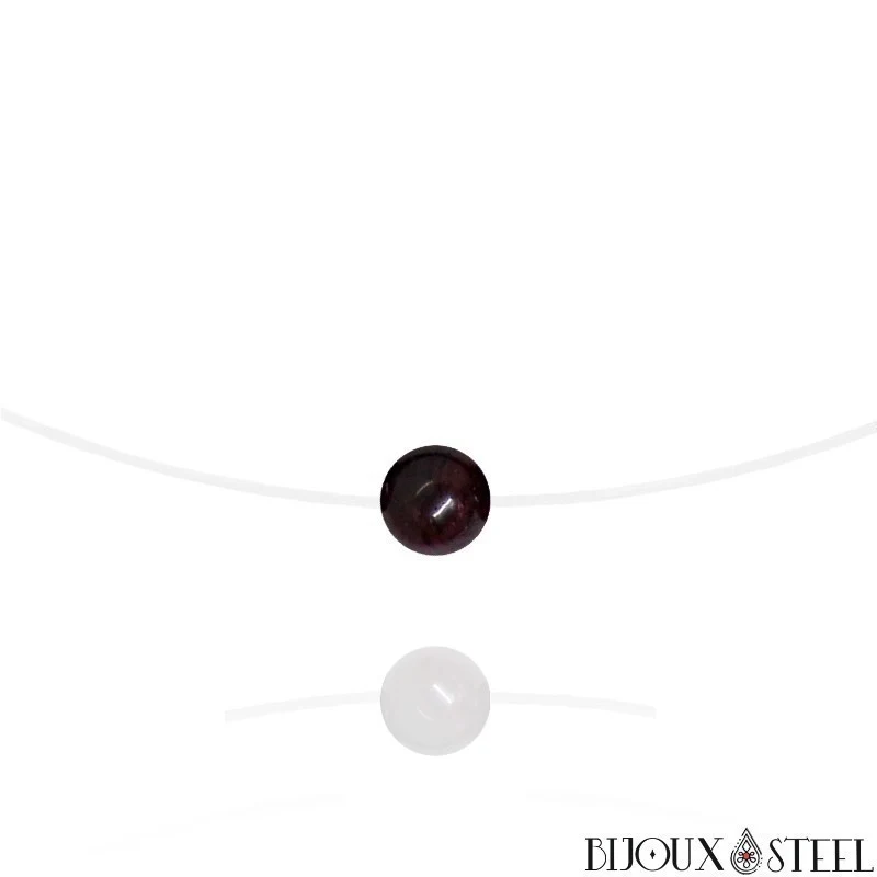Collier à perle de grenat sur fil de nylon