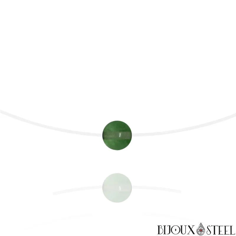 Collier à perle de fluorite verte sur fil de nylon