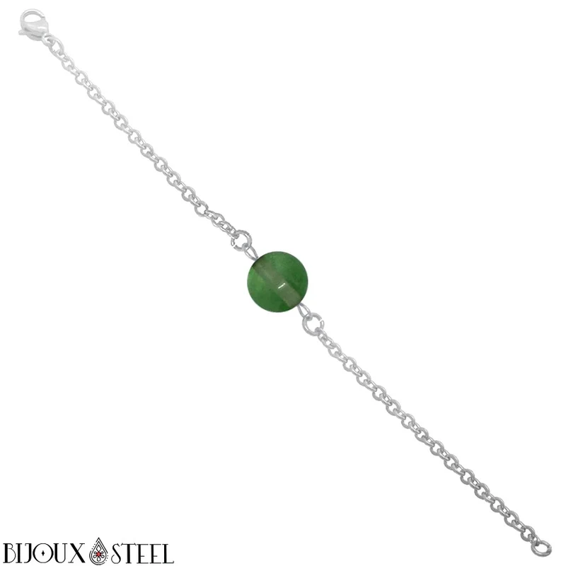 Bracelet à perle de fluorite verte en acier inoxydable