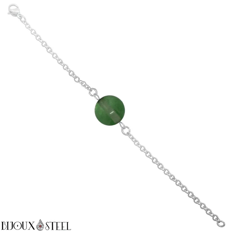 Bracelet à perle de fluorite verte en acier inoxydable
