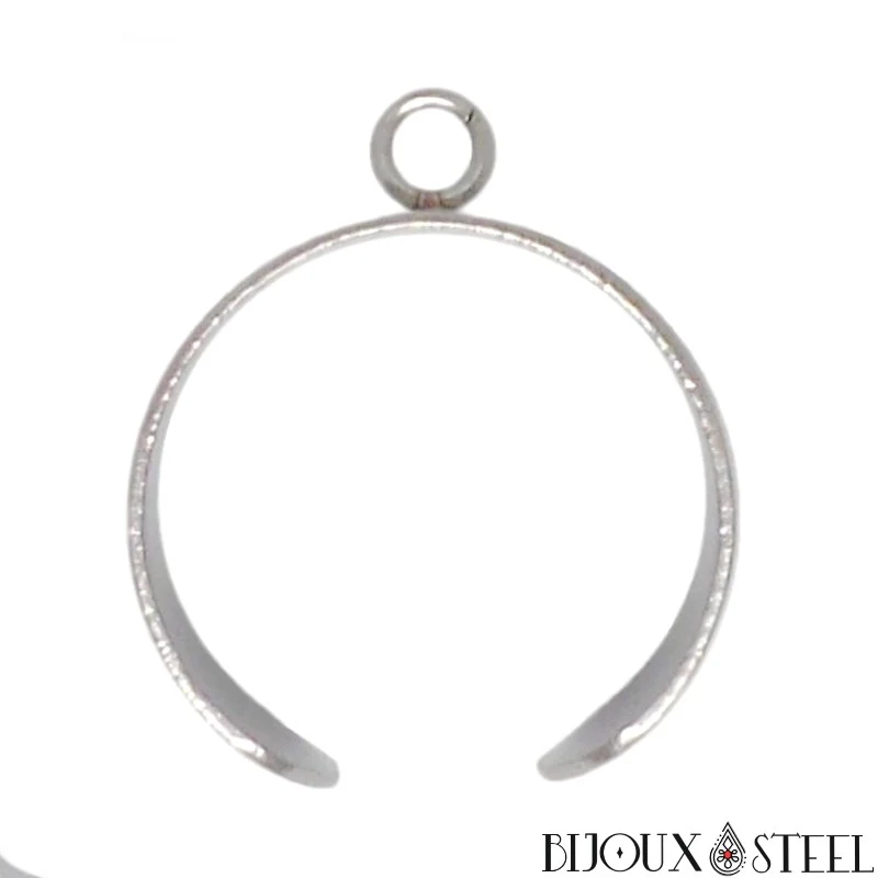Bague anneau large pampille ajustable pour pendentifs en acier chirurgical