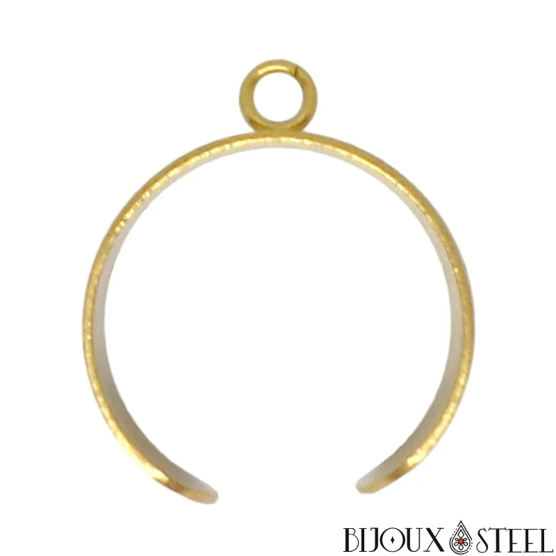 Bague anneau large pampille ajustable pour pendentifs en acier chirurgical