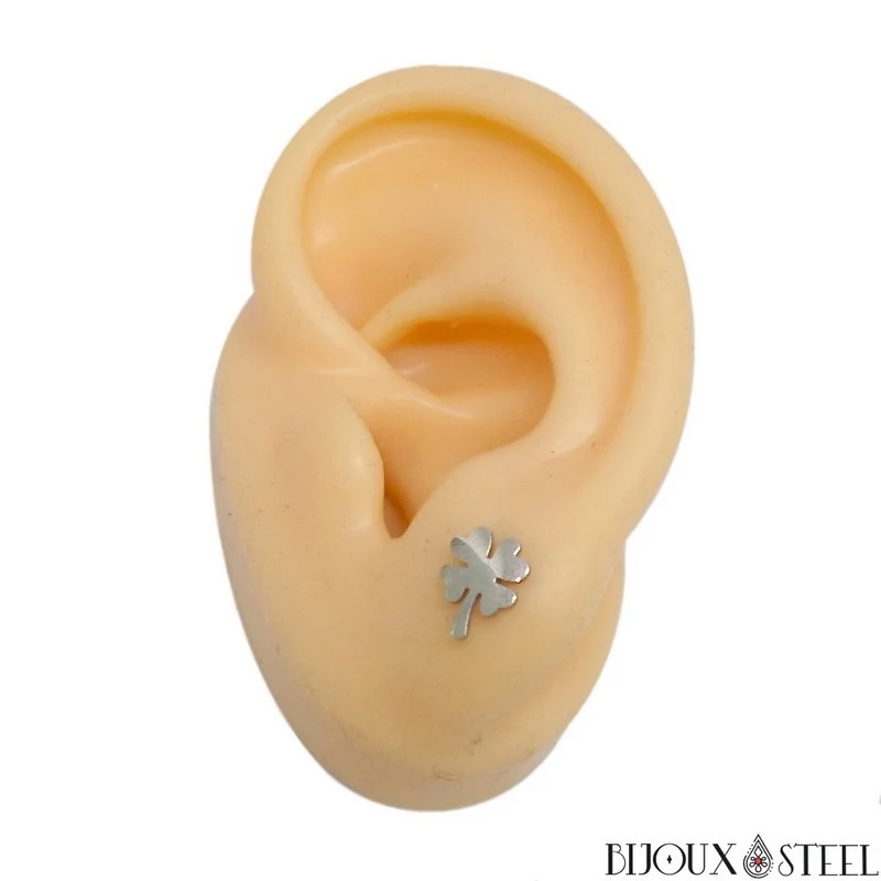 Boucles d'oreilles trèfles à quatre feuilles en acier inoxydable