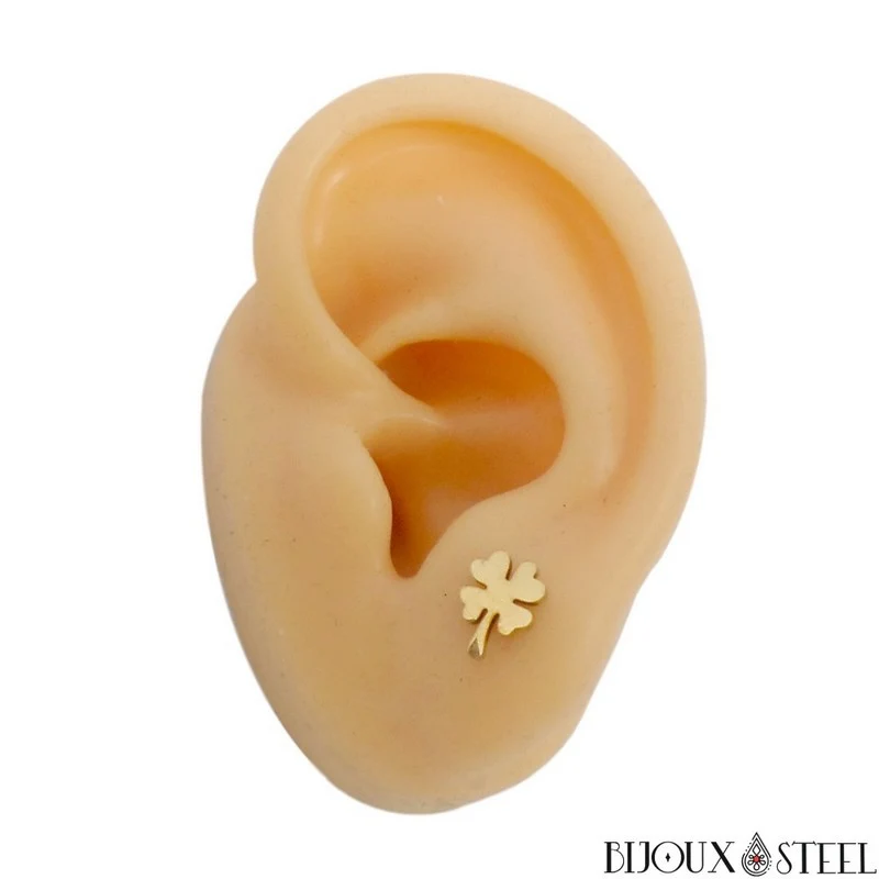 Boucles d'oreilles trèfles à quatre feuilles en acier inoxydable