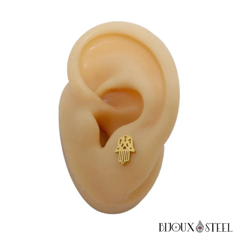 Boucles d'oreilles main de Fatma en acier inoxydable