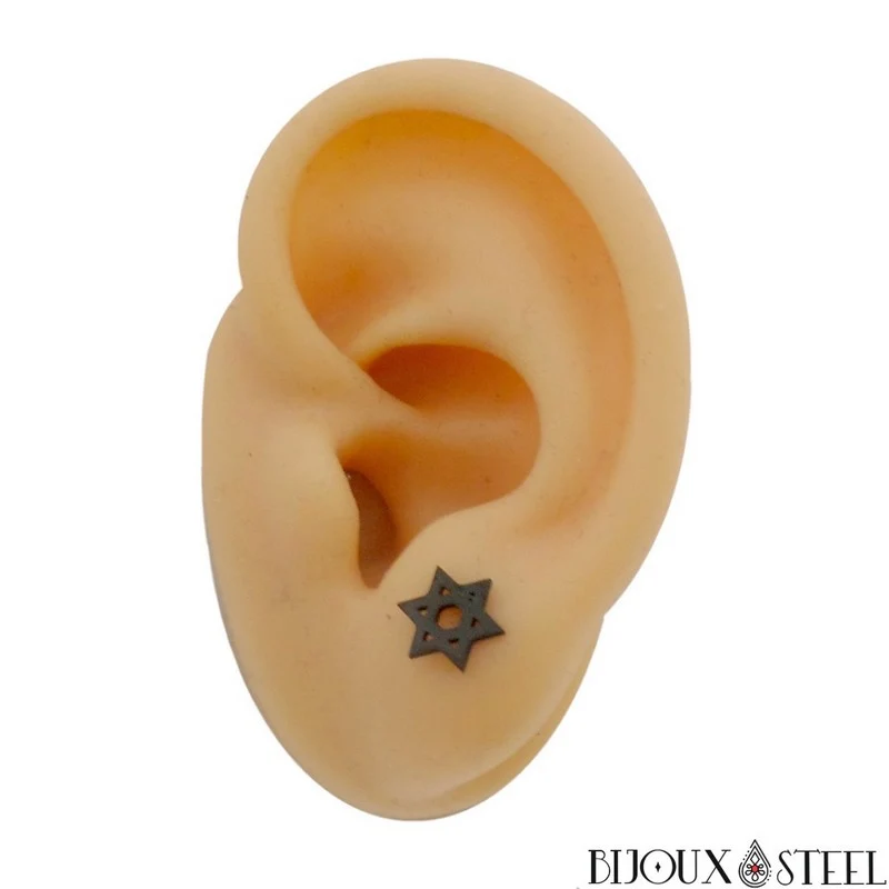 Boucles d'oreilles Étoile de David en acier inoxydable