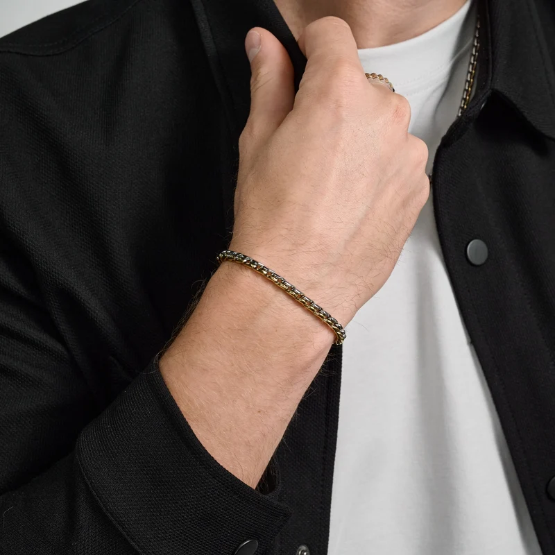 Bracelet à maillons imbriqués bicolores