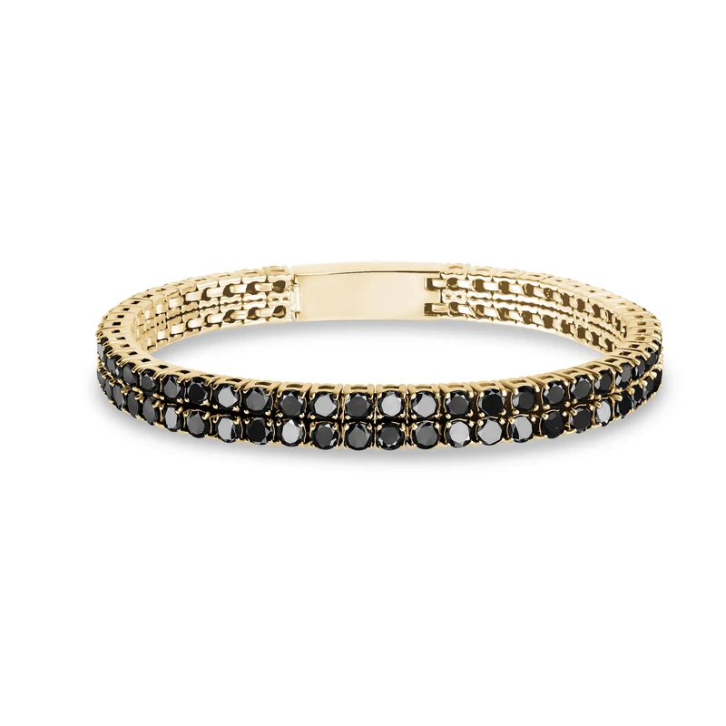 Bracelet de tennis à double rangée de pierres noires