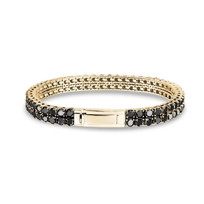 Bracelet de tennis à double rangée de pierres noires